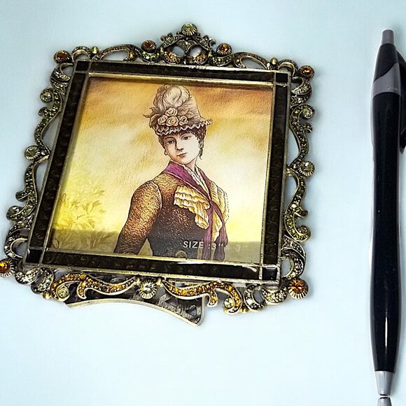 Tizo Italian Enamel Metal Photo Frame Retired Swarovski Crystals Ornate 3x3 - Picture 6 of 16